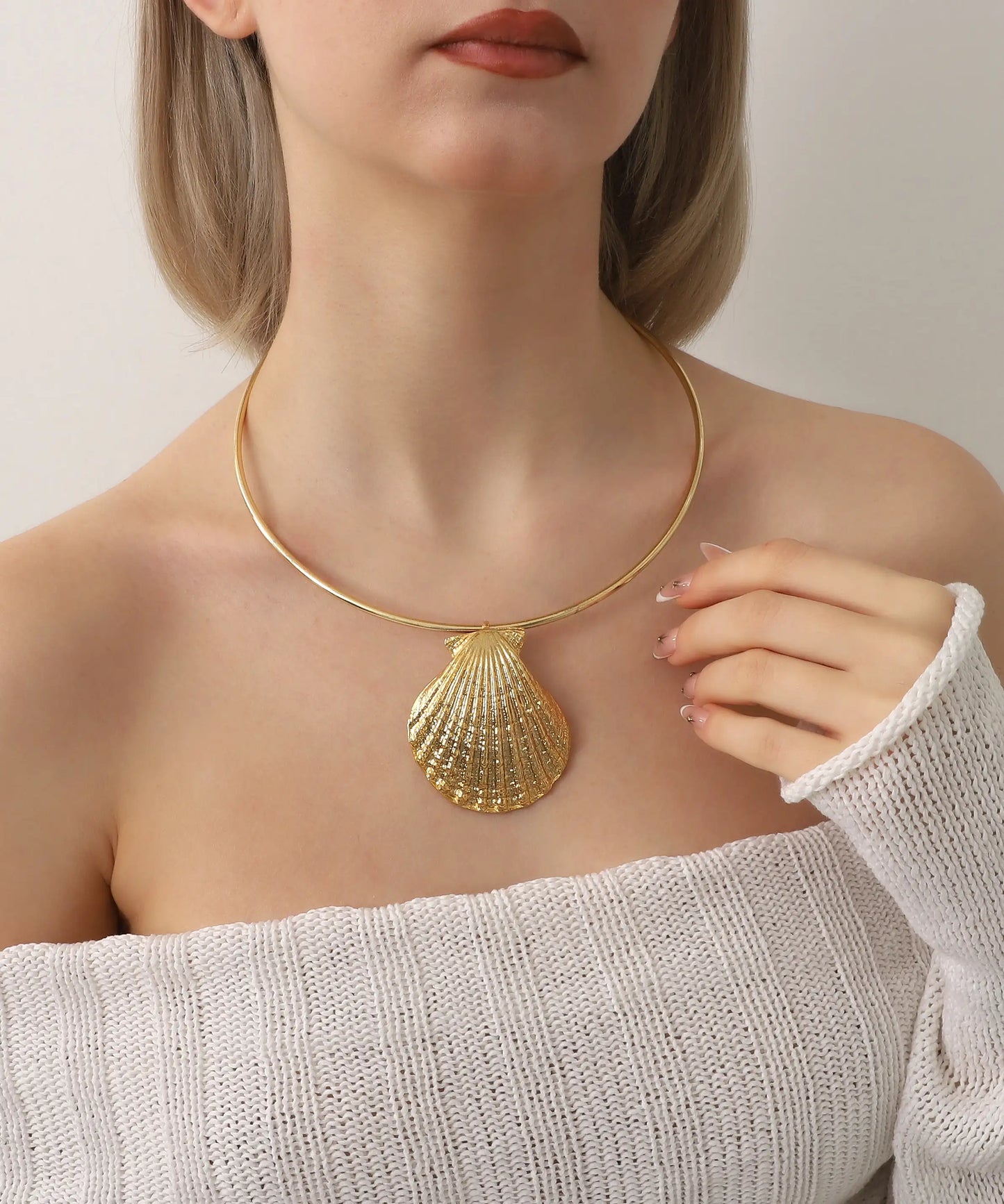 Gold Plated Oyster Necklace