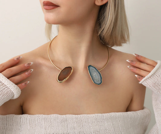 Gold Plated Natural Stone Necklace