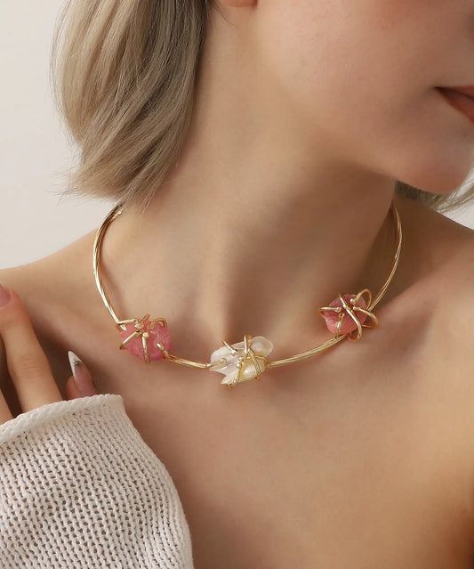 Gold Plated Natural Stone Necklace