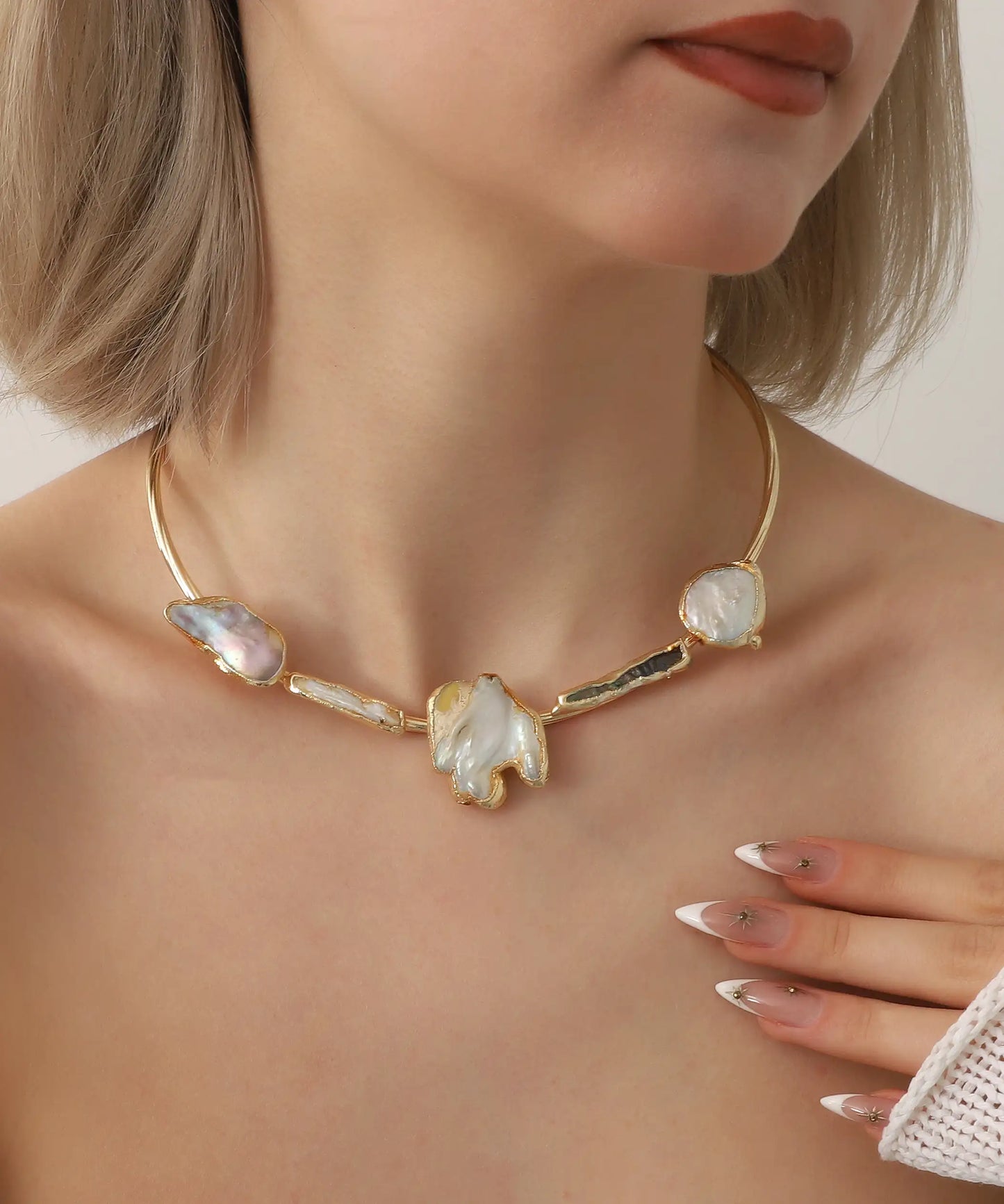 Gold Plated Natural Stone Necklace