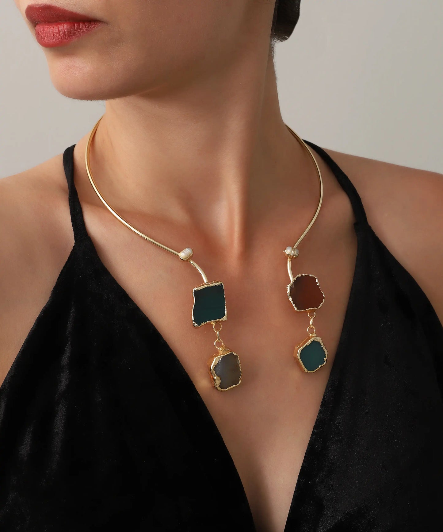 Gold Plated Stone Necklace