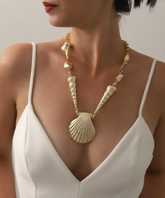 Gold Plated Oyster Necklace