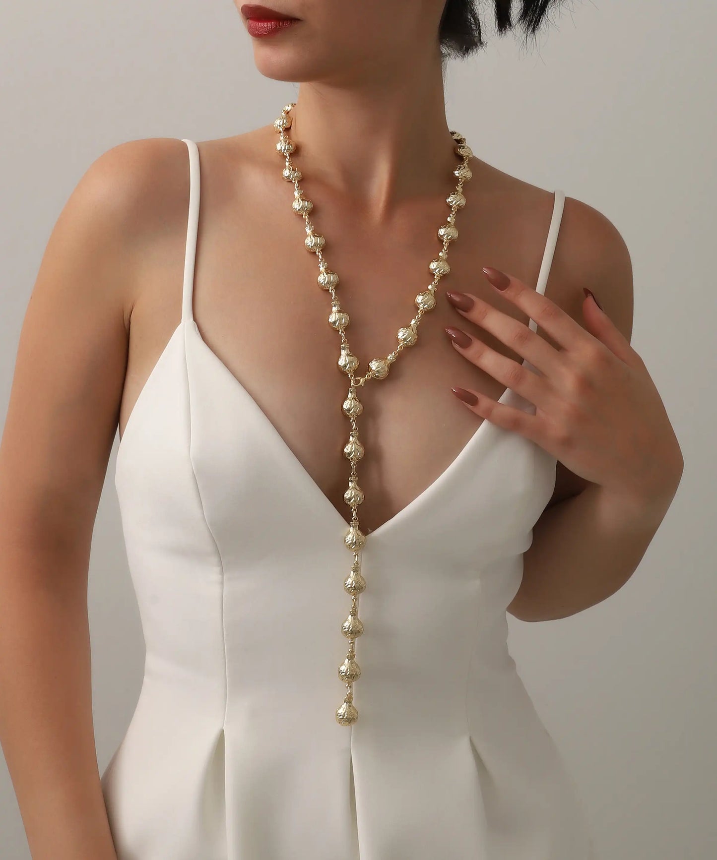 Gold Plated Lariat Y Necklace