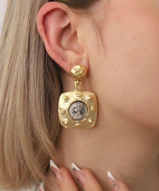 Gold Plated Antique Dangle Earrings