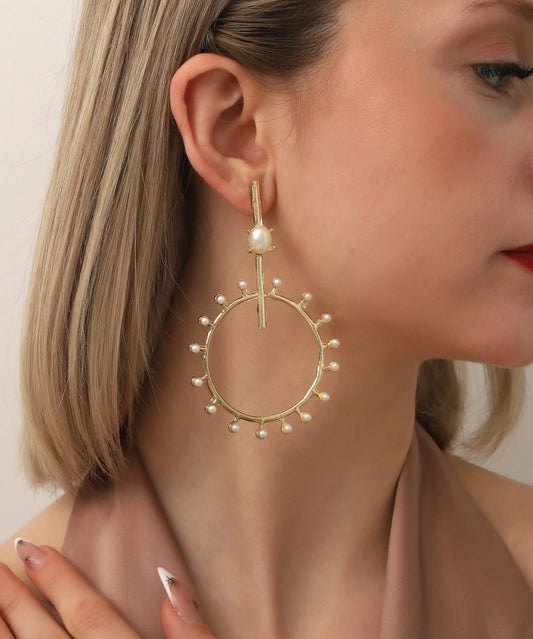 Gold Plated Large Circle Earrings