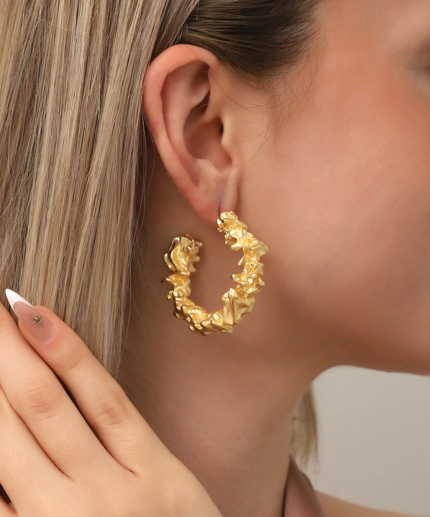 Gold Plated Hammered Circle Earrings