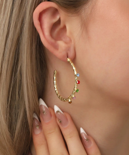 Gold Plated Colorful Stone Earrings