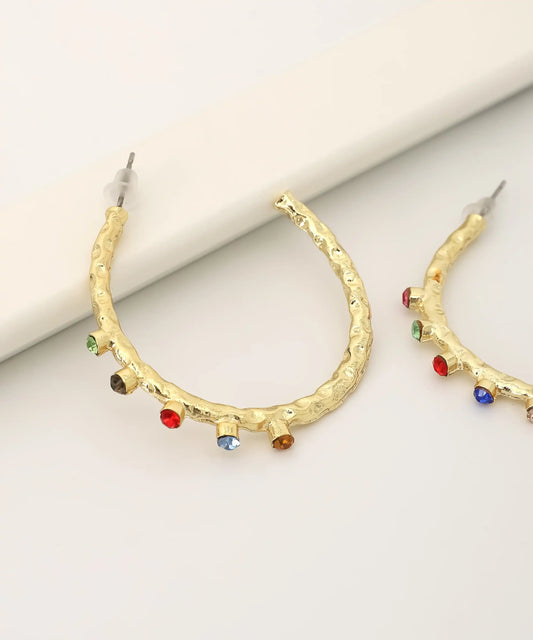 Gold Plated Colorful Stone Earrings