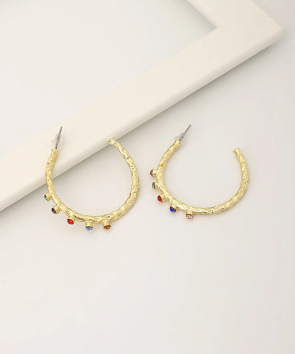 Gold Plated Colorful Stone Earrings