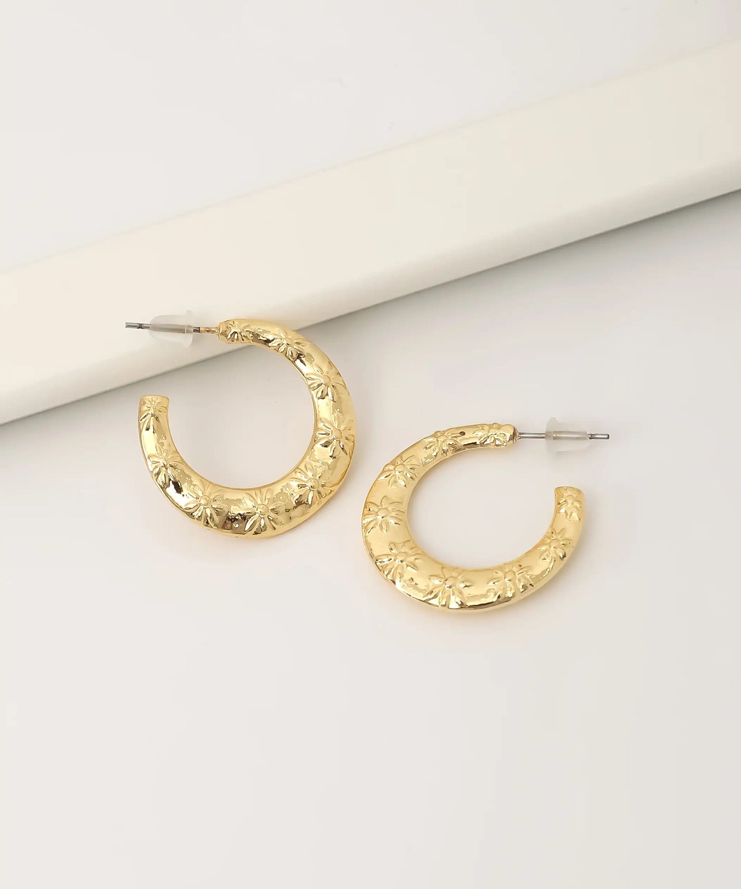 Gold Plated Textured Earrings