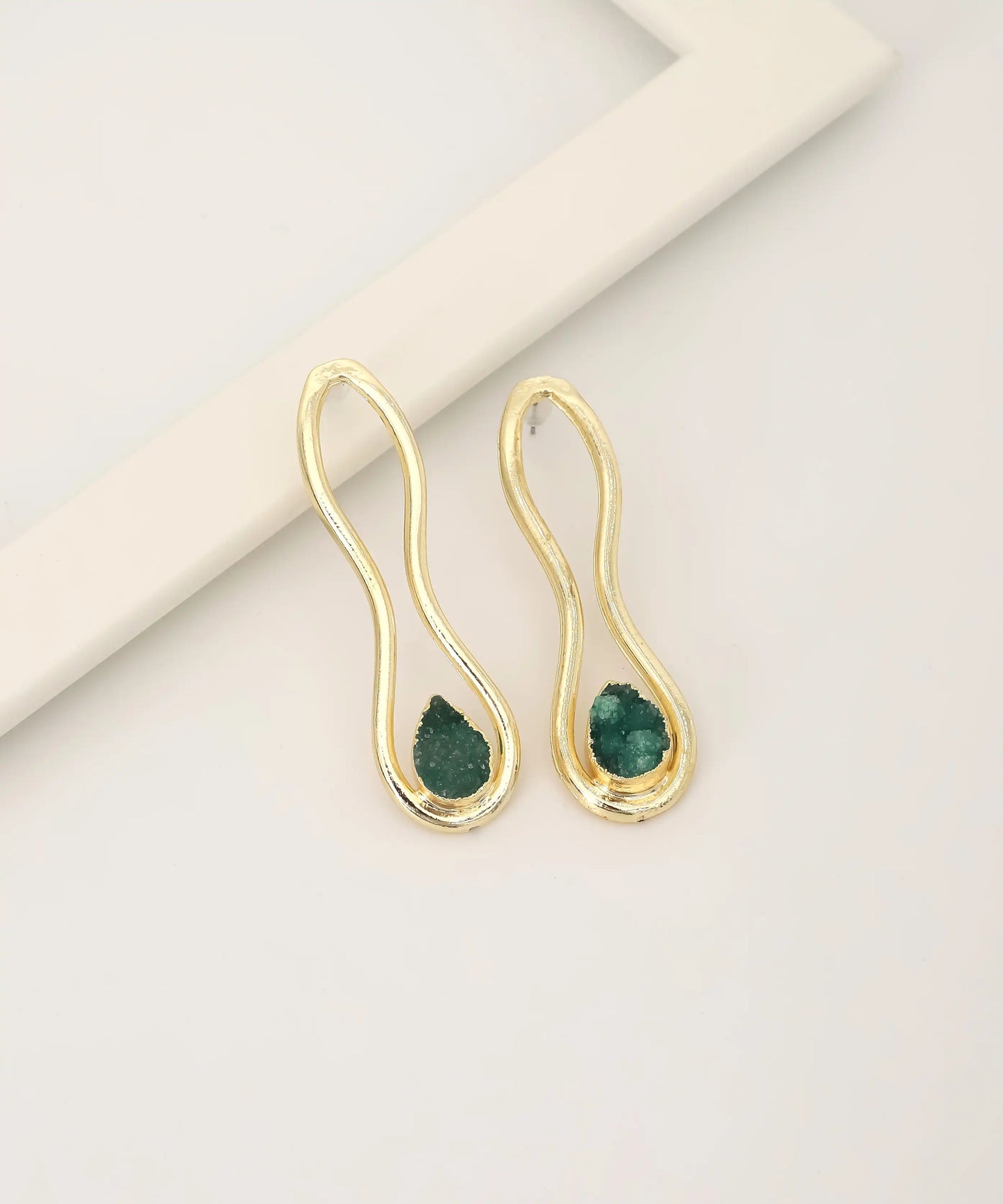 Gold Plated Drop Stone Earrings