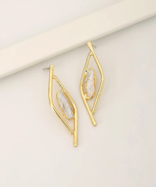 Gold Plated Geometric Stone Earrings