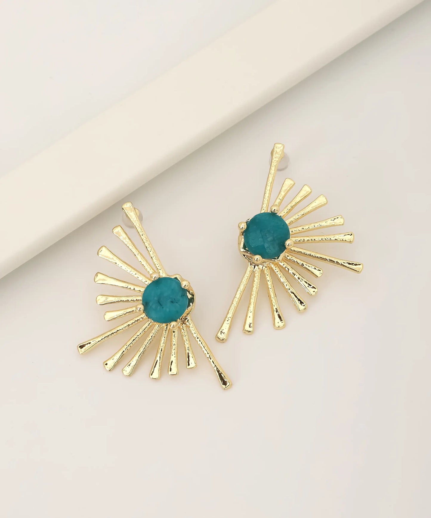 Gold Plated Blue Stone Earrings