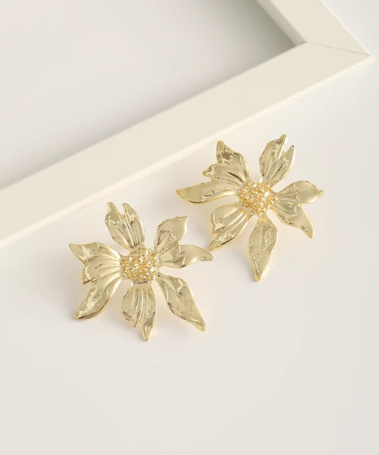 Gold Plated Flower Earrings