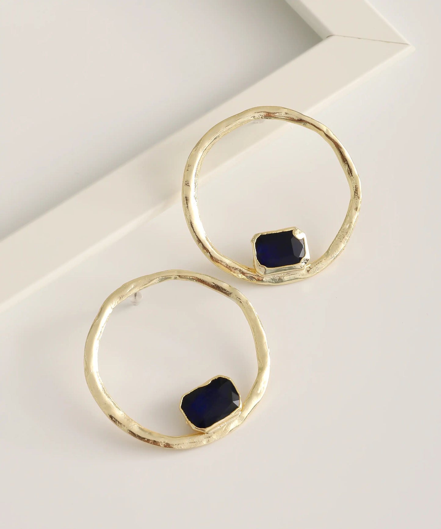 Gold Plated Stone Circle Earrings