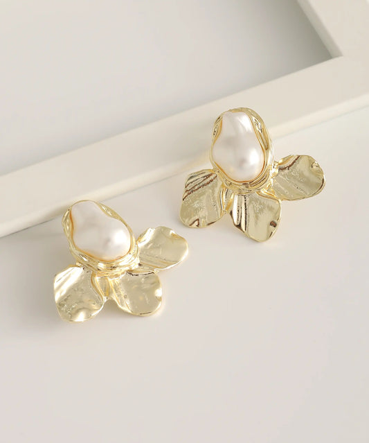 Gold Plated Pearl Earrings