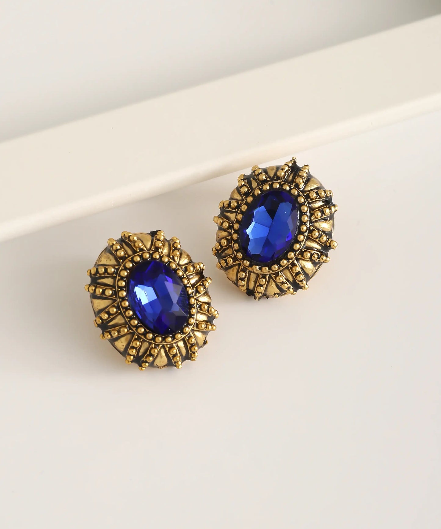 Gold Plated Blue Stone Earrings