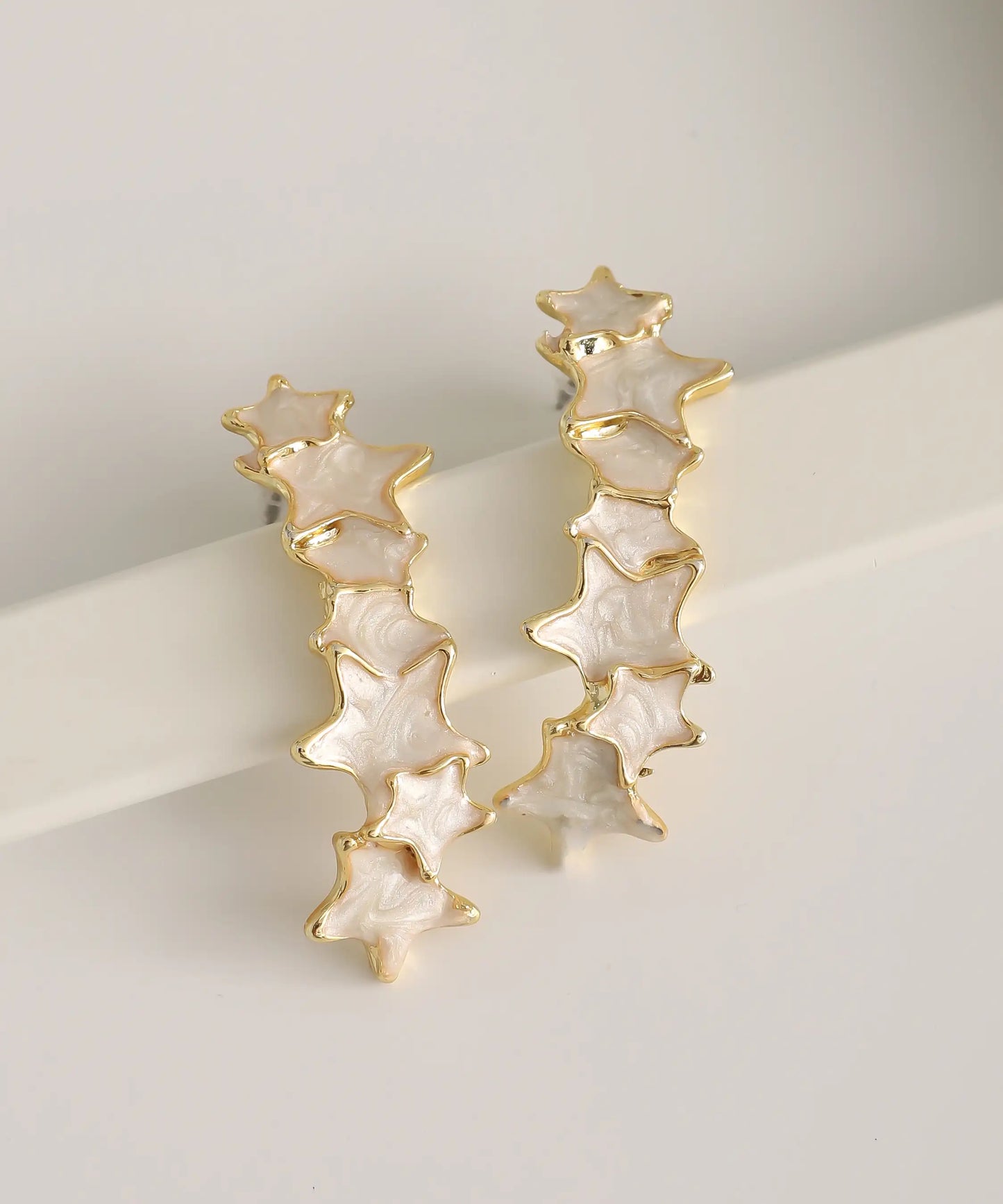 Gold Plated White Star Earrings