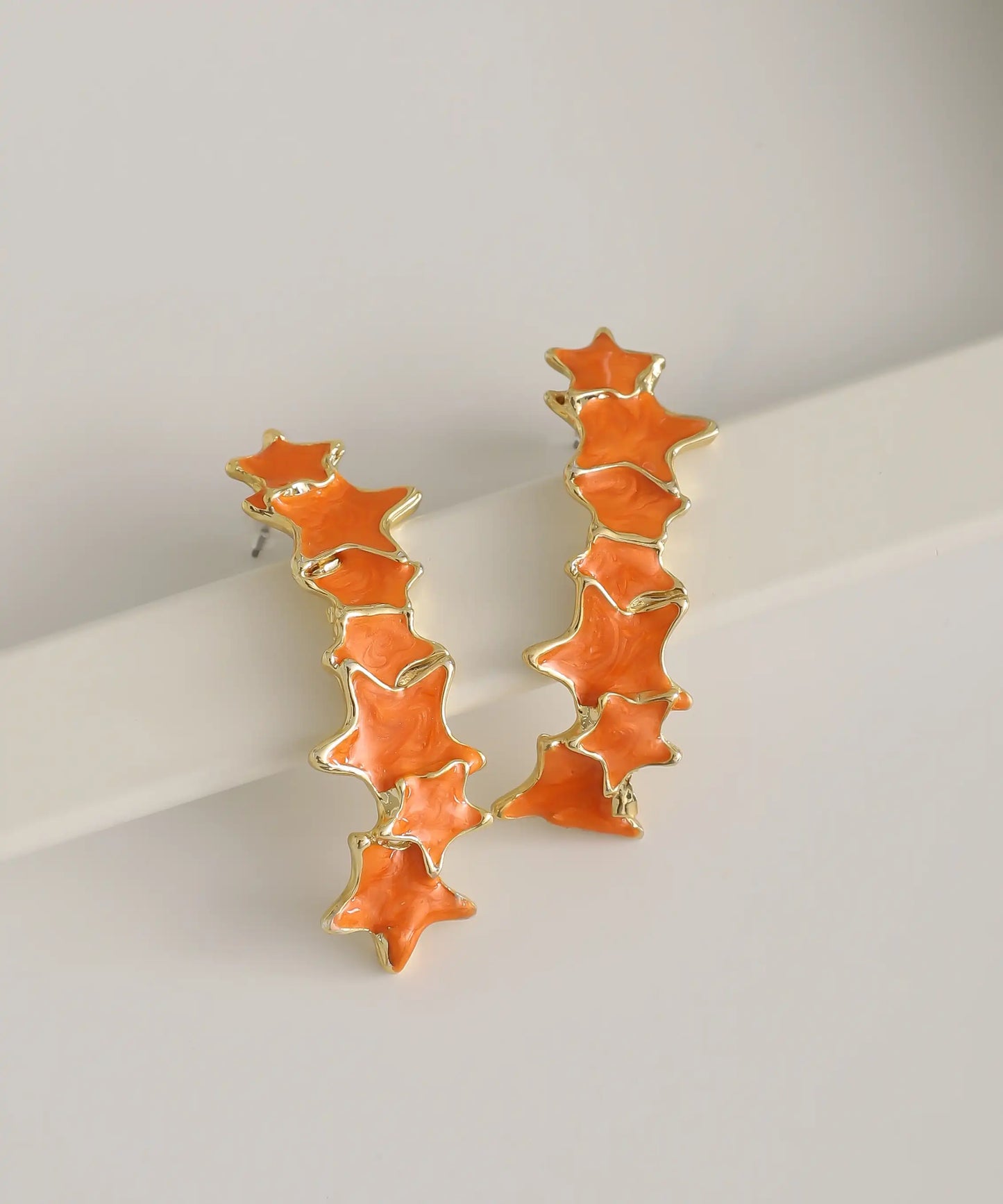 Gold Plated Orange Star Earrings
