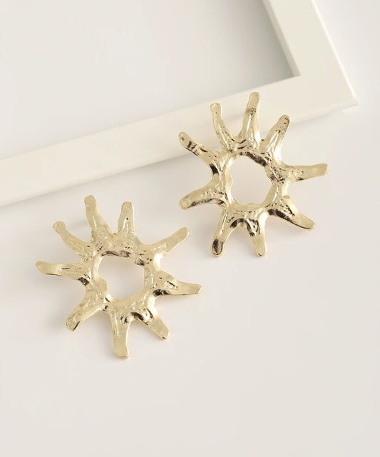 Gold Plated Sun Earrings