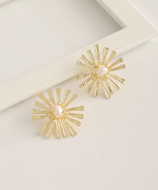 Gold Plated Abstract Stone Earrings