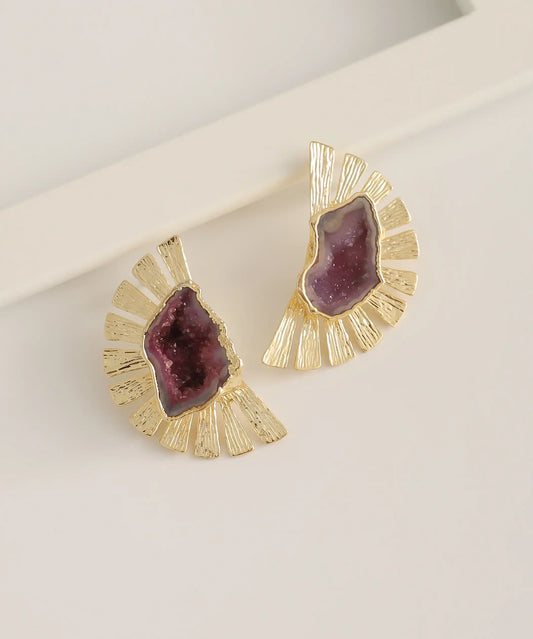 Gold Plated Natural Stone Earrings