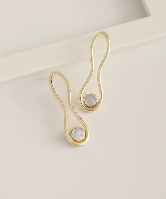 Gold Plated Drop Stone Earrings