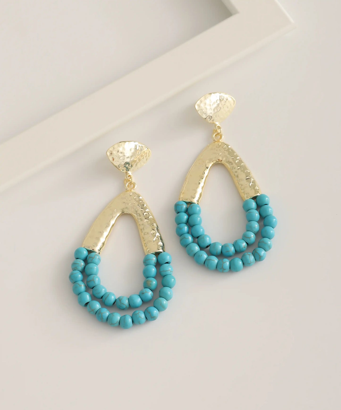 Gold Plated Blue Drop Earrings