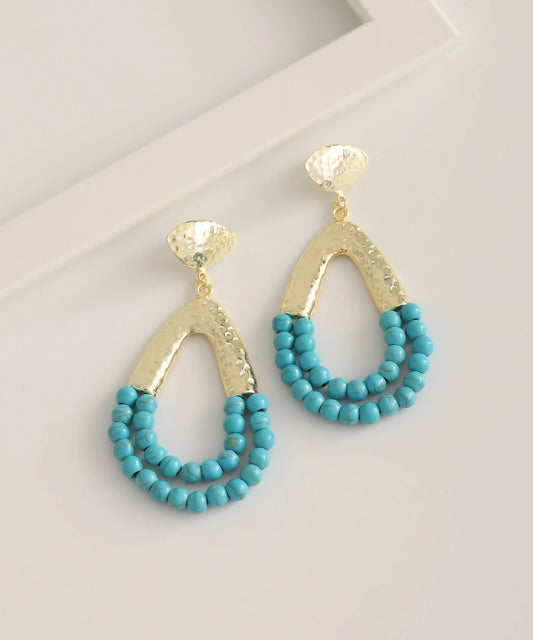 Gold Plated Blue Drop Earrings