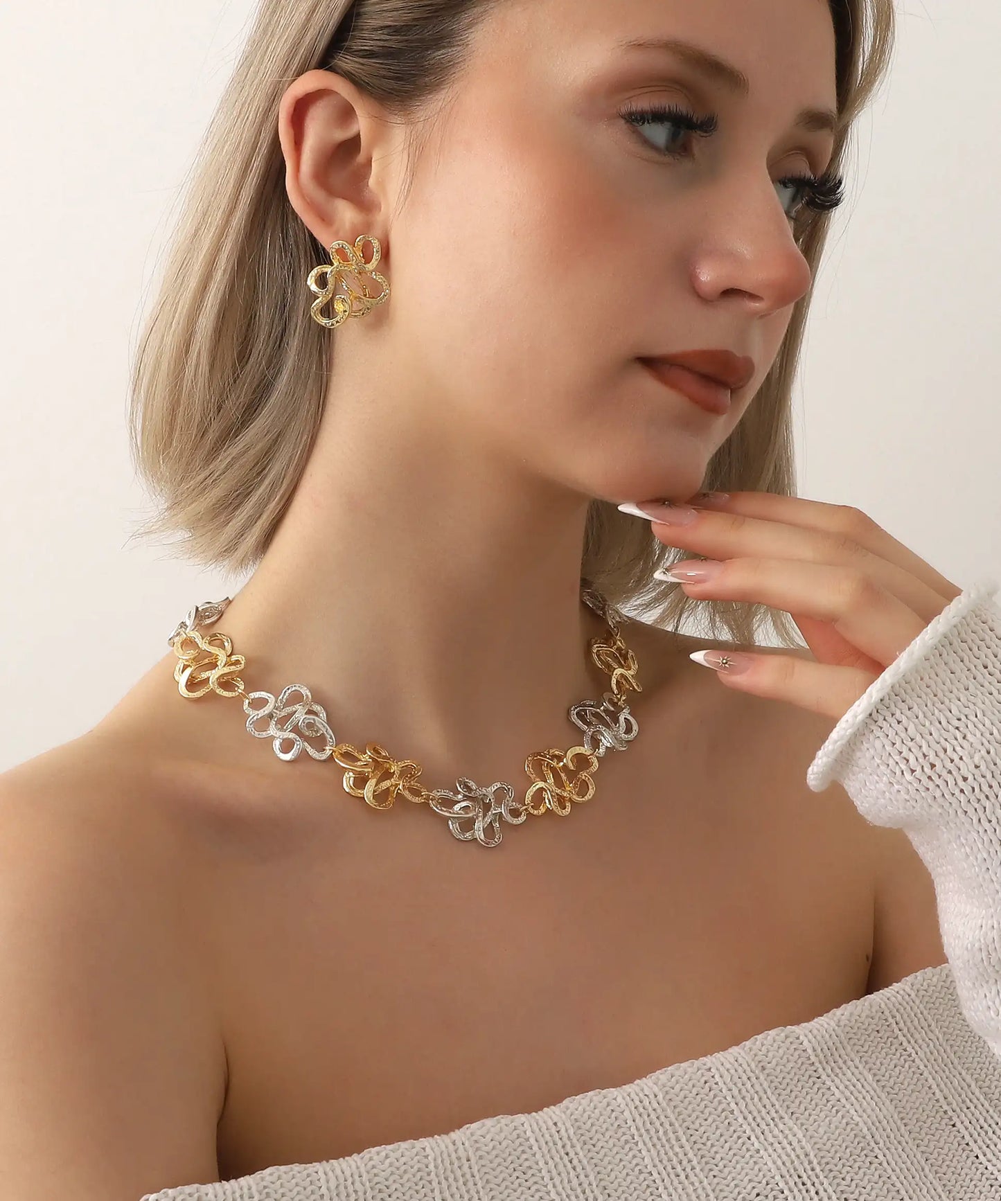 Gold And Silver Plated Abstract Jewelry Set