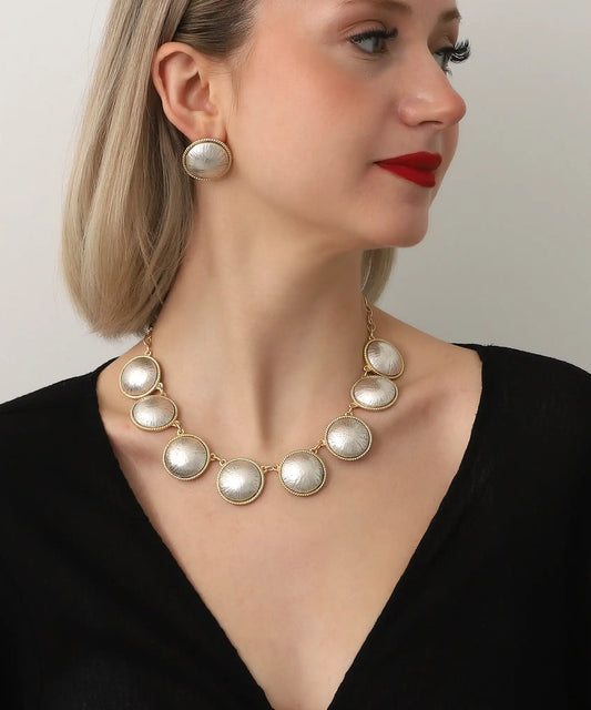 Gold And Silver Plated Round Jewelry Set