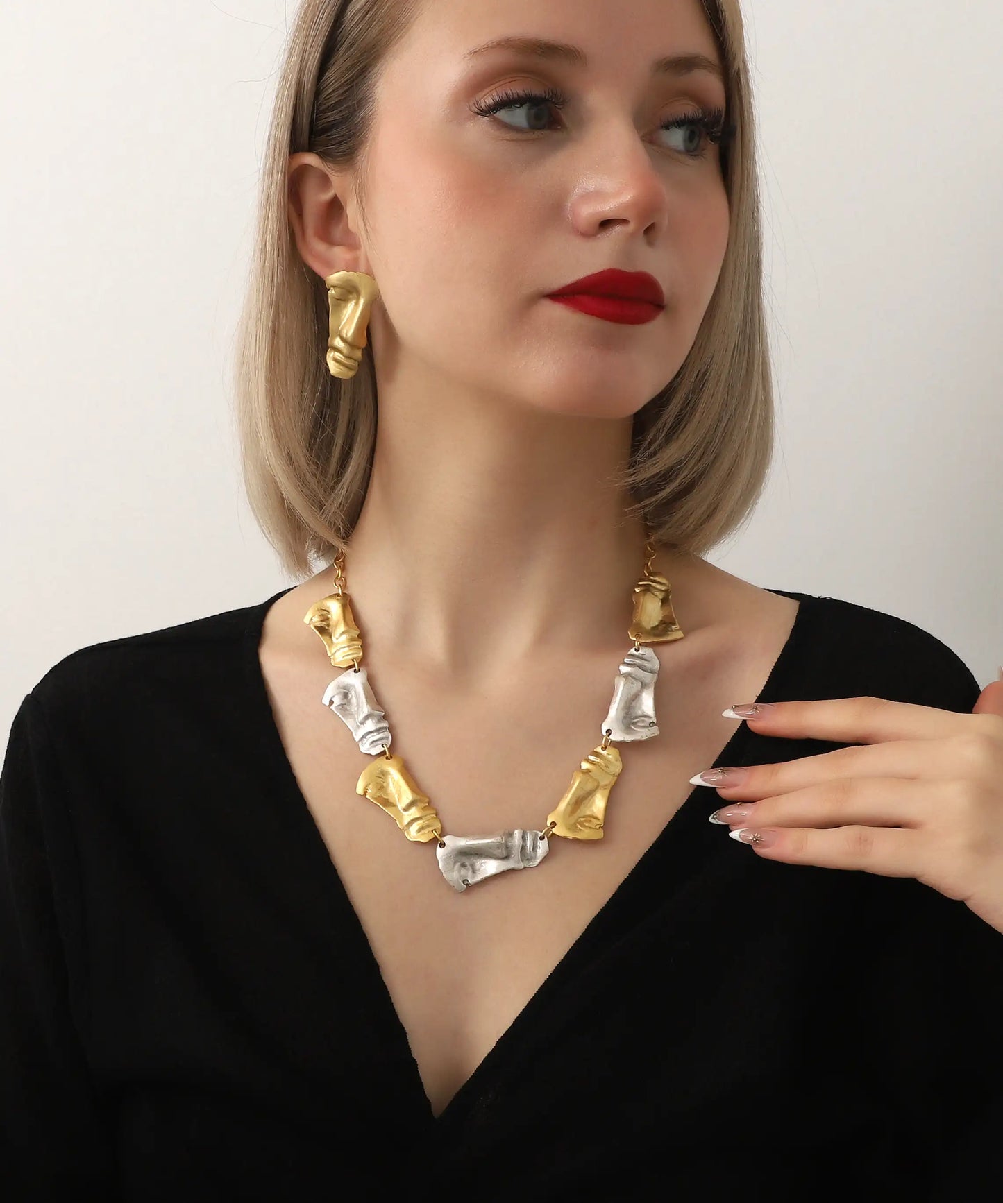Gold And Silver Plated Silhouette Jewelry Set
