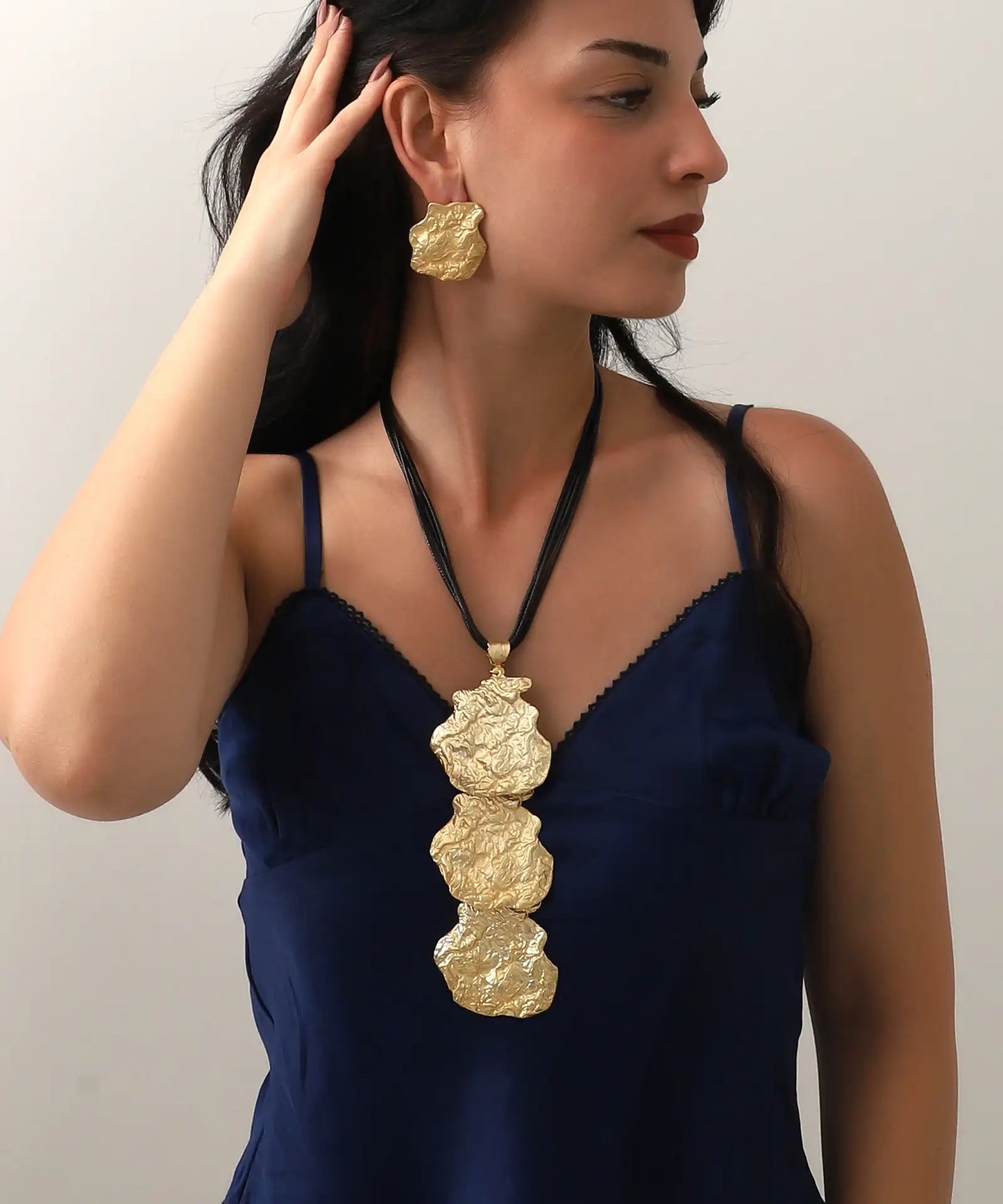 Gold Plated Hammered Jewelry Set