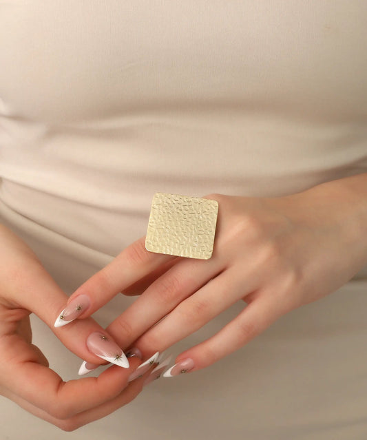 Gold Plated Geometric Hammered Ring