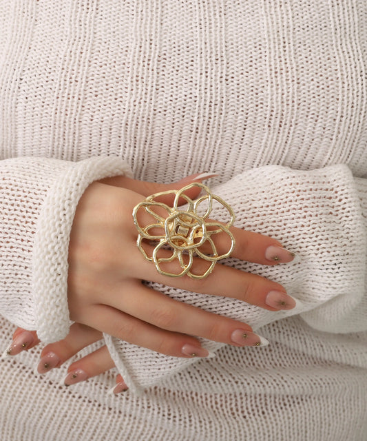 Gold Plated Abstract Flower Ring