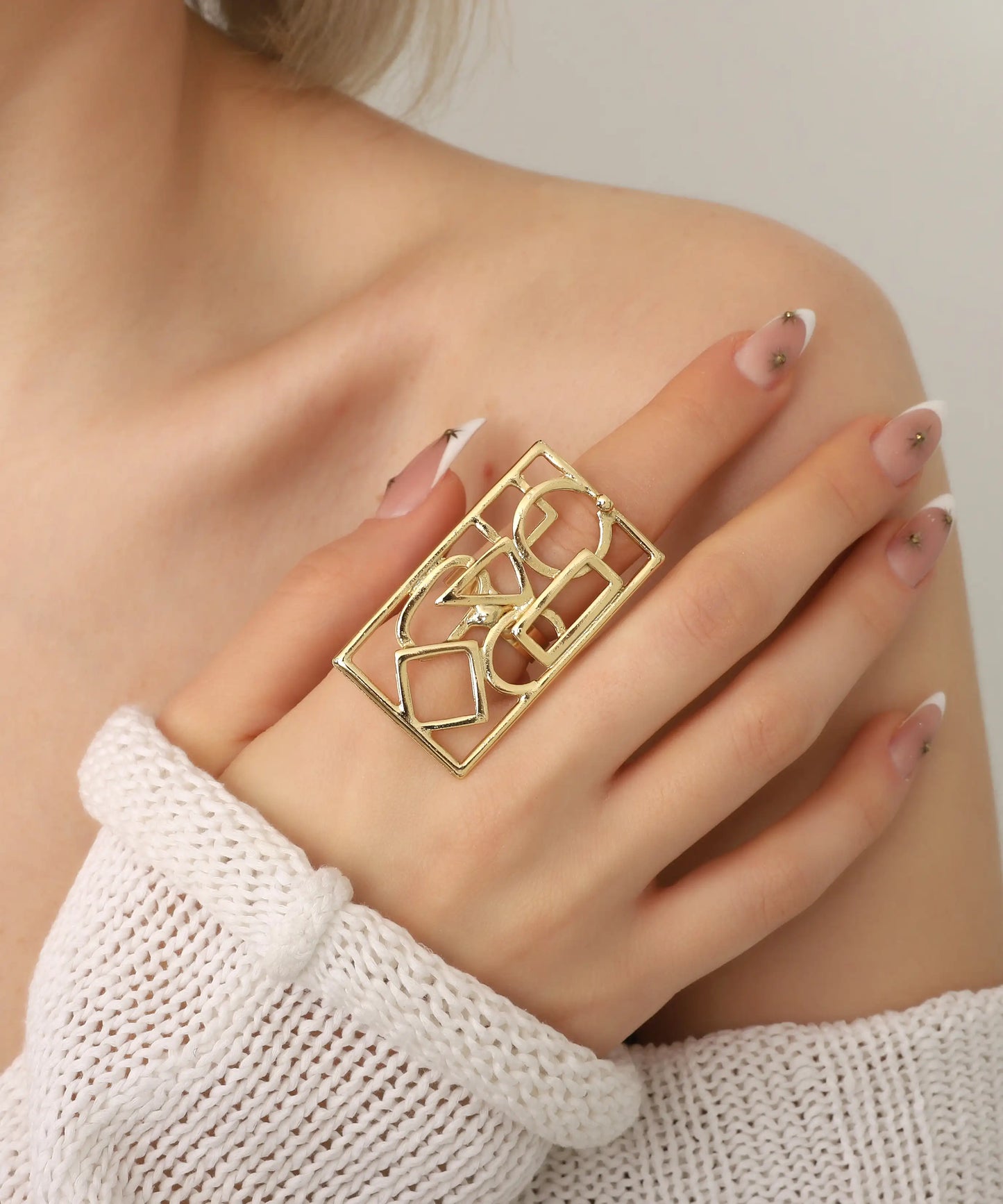 Gold Plated Geometric Abstract Ring