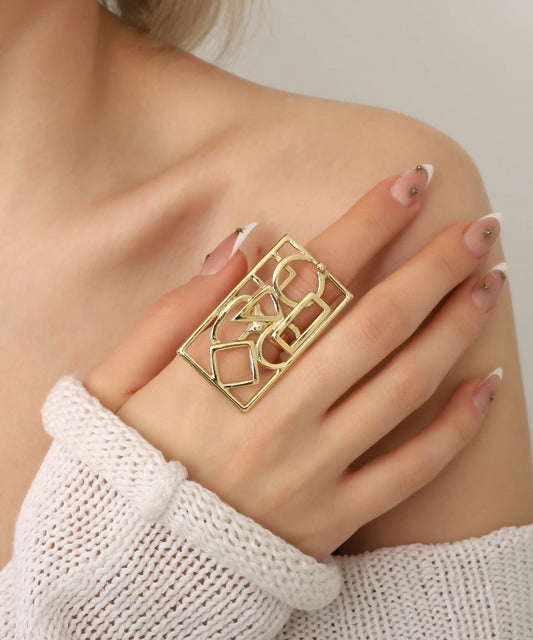 Gold Plated Geometric Abstract Ring