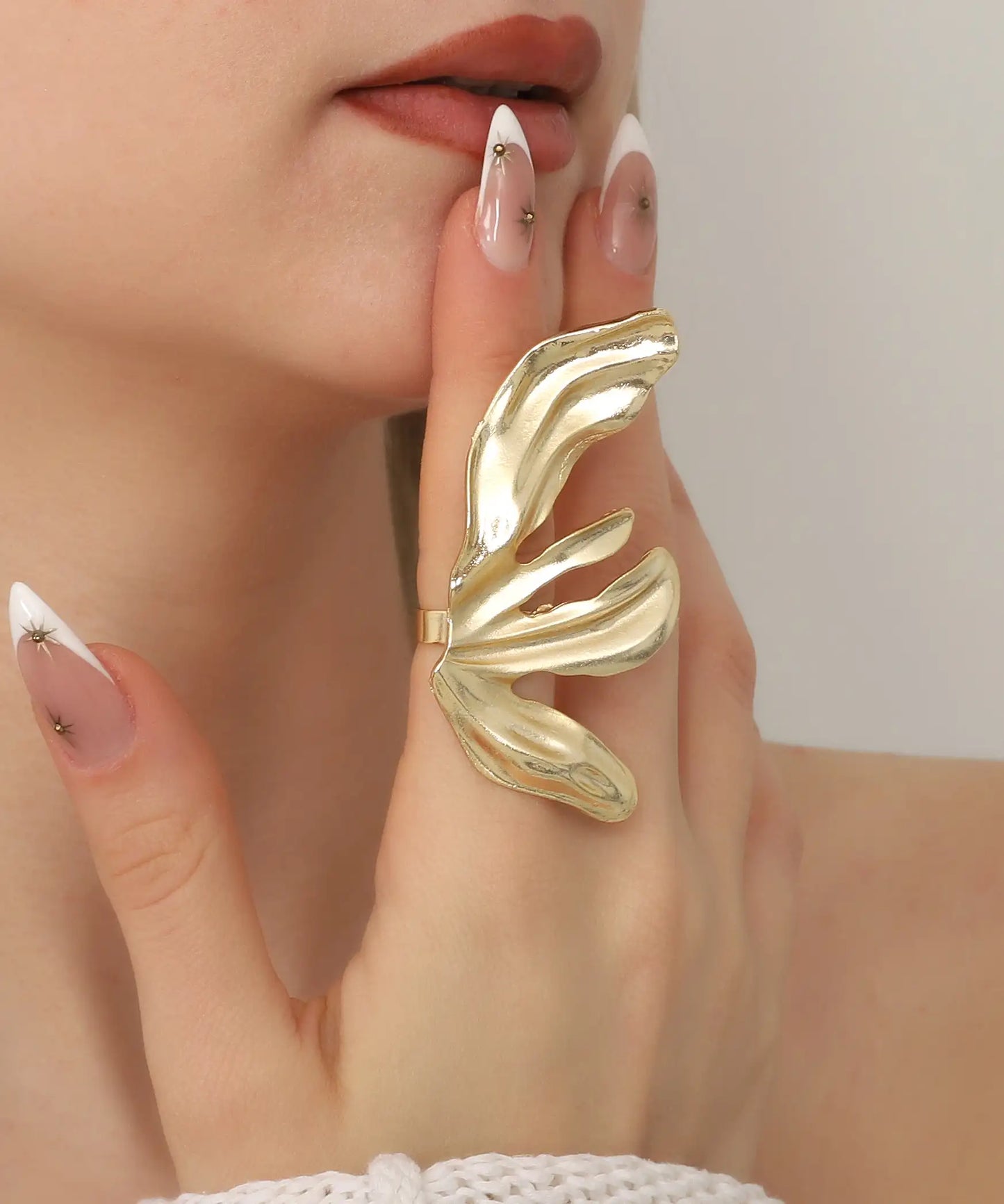 Gold Plated Leaf Ring