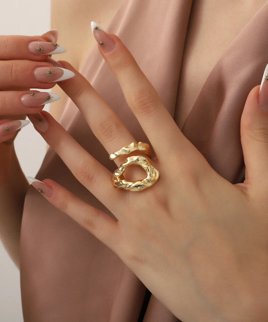 Gold Plated Hammered Abstract Ring