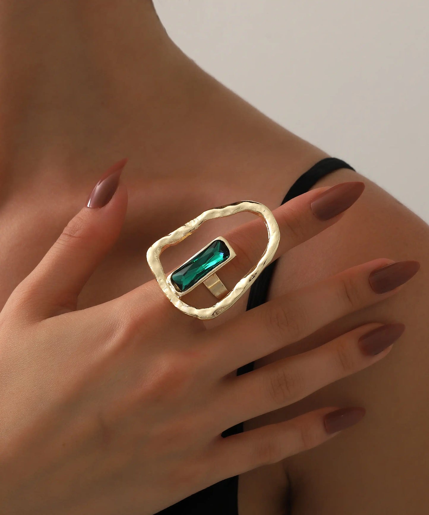 Gold Plated Green Stone Ring