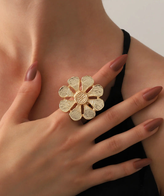 Gold Plated Flower Ring