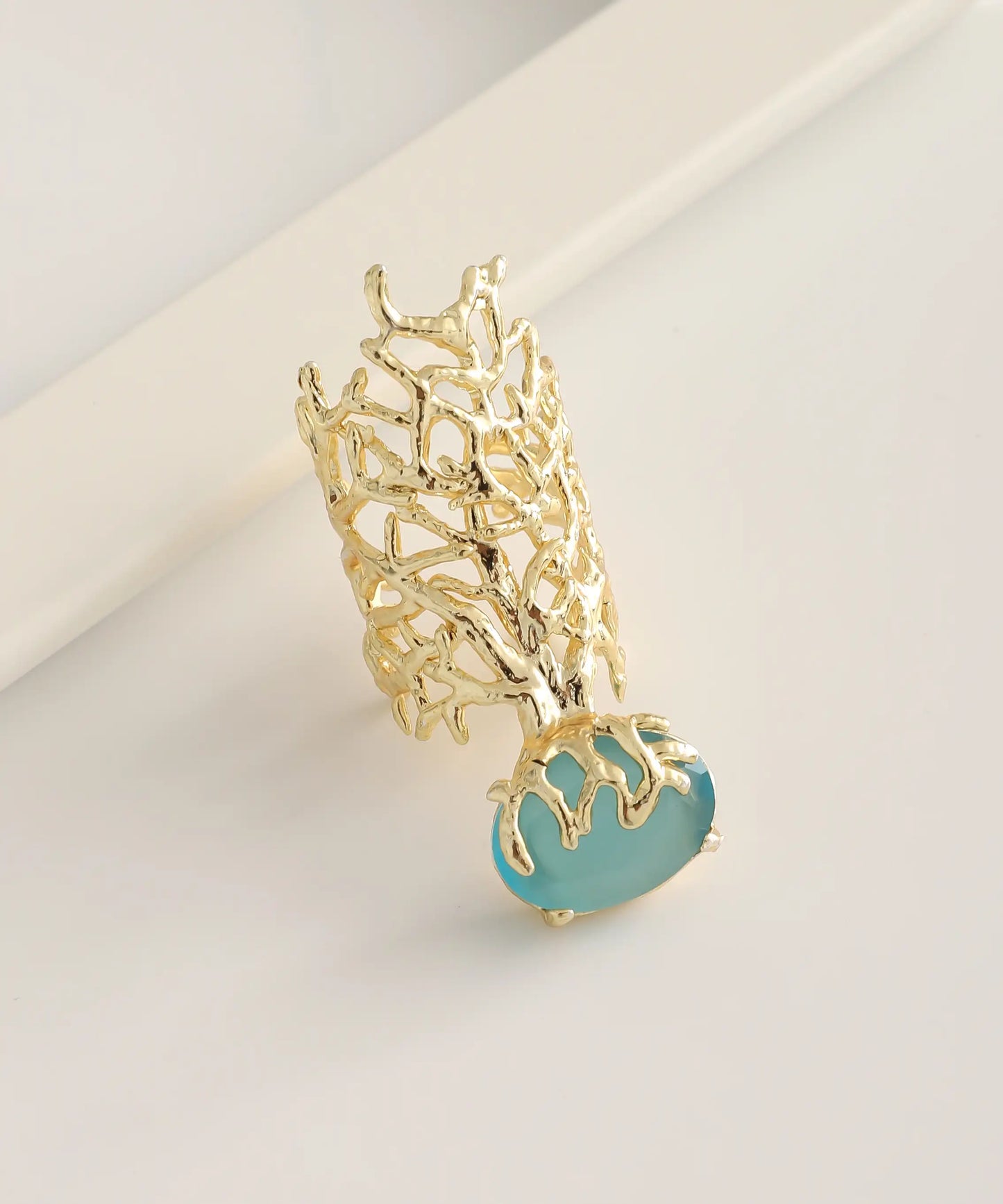 Gold Plated Abstract Stone Ring