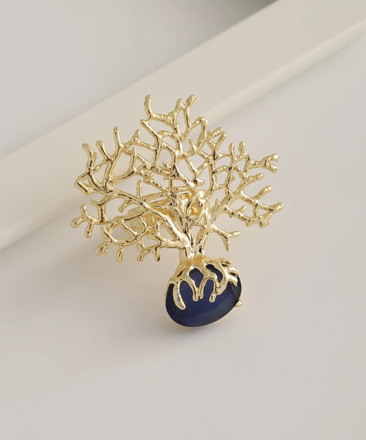 Gold Plated Abstract Stone Ring